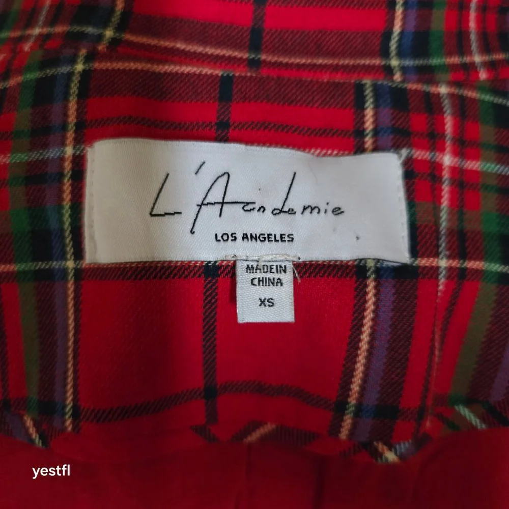 L'Academie Red Plaid Ruth Jacket XS - Picture 5 of 6